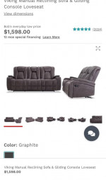Like New Viking Manual Reclining Sofa & Glider Console Loveseat