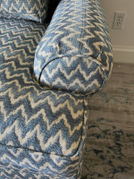 Designer Contemporary Sofa Couch Blue Chevron Design