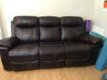 Power reclining leather chairs and sofa