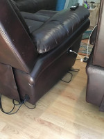 Power reclining leather chairs and sofa