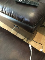 Power reclining leather chairs and sofa