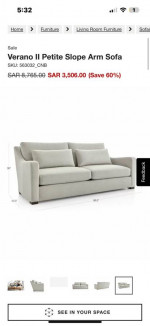 Crate and Barrel Petite Slope Arm Sofa