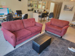 Brick red sofa and loveseat
