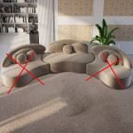 Modern Khaki Curved  Modular Sofa Velvet Upholstery For Living Room