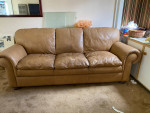 Camel colored leather sofa