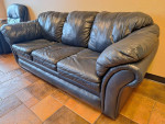 Blue leather sofa
