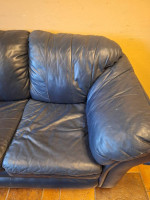 Blue leather sofa