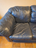 Blue leather sofa