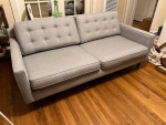 West Elm Drake Mid-Century Modern Style Sofa Couch Loveseat Platinum