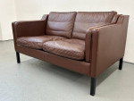 Danish Loveseat by Stouby Brown Leather 2 Seater Sofa Couch