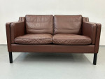 Danish Loveseat by Stouby Brown Leather 2 Seater Sofa Couch