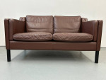 Danish Loveseat by Stouby Brown Leather 2 Seater Sofa Couch