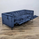 Kasala: Beautiful Royalton PM Navy Velvet Sofa