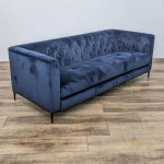 Kasala: Beautiful Royalton PM Navy Velvet Sofa