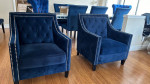 Eight dining room chairs, matching sofa, loveseat, armchairs