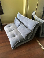 Light Blue Adjustable Video Gaming Sofa With Throw Pillows