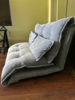 Light Blue Adjustable Video Gaming Sofa With Throw Pillows