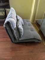 Light Blue Adjustable Video Gaming Sofa With Throw Pillows