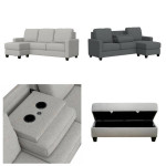 New Reversible Sofa Chaise - 2 Colors - Fold Down Console