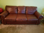 Leather Sofa (Burgundy/Maroon …Rare color nowadays)