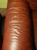 Leather Sofa (Burgundy/Maroon …Rare color nowadays)
