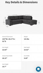 Convertible Gray Sofa