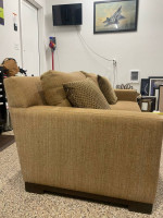 Comfortable Contemporary Sofa, Warm Brown with Stylish Patterned Pillows