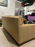 Comfortable Contemporary Sofa, Warm Brown with Stylish Patterned Pillows