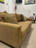 Comfortable Contemporary Sofa, Warm Brown with Stylish Patterned Pillows