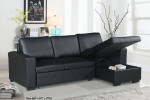 Black Leather Sofa Chaise w/Sleeper