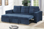 Navy Velvet Sofa Couch w/Pull-out Sleeper