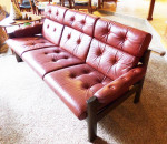 Leather and Teak MCM Sofa (Ekornes)