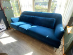 Blue velvet sofa