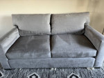 Crate and Barrel Axis 2 Seater Sofa Couch Nickel Gray Microfiber