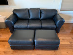 Leather Sofa with Ottomans