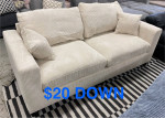 Beautiful New Ivory Corduroy Sofa (Finance and Delivery)