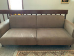 Mid century modern deep brown corduroy sofa NEW