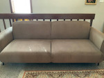 Mid century modern deep brown corduroy sofa NEW