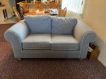 New 2 Seat Blue and White Sofa