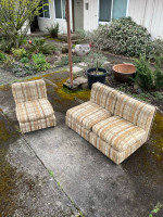 Mid Century Plaid Modular Sofa/Seats
