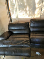 Power recliner leather sofa.
