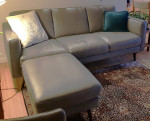 Gray Leather Sofa & Ottoman