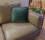 Gray Leather Sofa & Ottoman