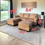 Pottery Barn Sofa with Reversible Chaise & Ottoman