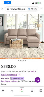 Wayfair Campbelltown Reversible Sofa & Chaise with Ottoman