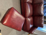 Reduced! Beautiful, well-made burgundy leather sofa and ottoman