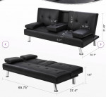 Advait Twin 65.35" Faux Leather Split Back Convertible Sofa: