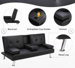 Advait Twin 65.35" Faux Leather Split Back Convertible Sofa: