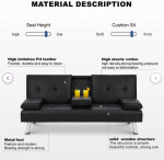 Advait Twin 65.35" Faux Leather Split Back Convertible Sofa: