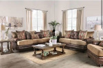 Furniture of America faux leather/ chenille sofa